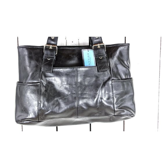 Kenneth Cole Reaction back faux leather computer laptop tote bag purse - Picture 2 of 8